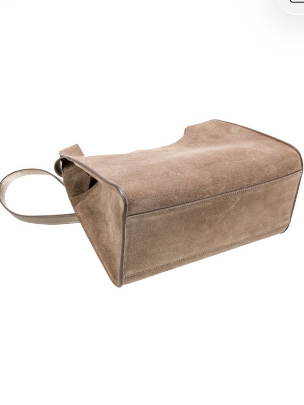 Cuyana Double Loop Bag Suede Neutral Tan Gray Crossbody Shoulder Bag - Picture 3 of 12